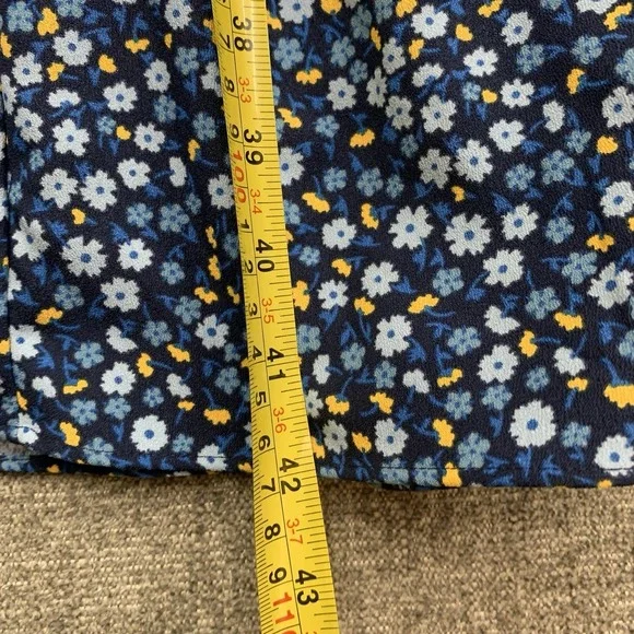 Draper James Blue Floral Dress Women's XL Ruffle Tie Waist Cottagecore - Picture 4 of 7